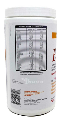Imagen 5 de 6 de Malteada Enersoy Alimento De Soya Fresa 500 Grs Vitaminas