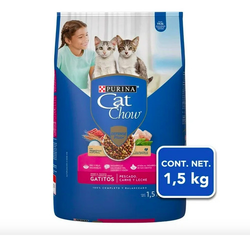 Cat Chow Gatitos Pescado, Carne Y Leche 2 Pzas De 1.5 Kg