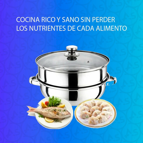 Imagen 4 de 8 de Olla Vaporiera Colapasta 3 En 1 Acero Inoxidable 28 Cm C/tap