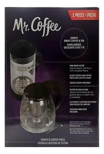 Set 2 Piezas Cafetera Prensa Francesa Y Tetera Mr. Coffee