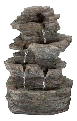 Fuente De Agua De Mesa Con Cascada De Roca Y Luces Led - Fue