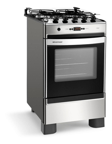 Fogão Brastemp 4 Bocas Cor Inox Com Timer Digital - Bfo4tar