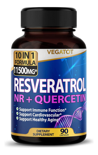 Resveratrol 11500 Mg Con Quercetina 10 En 1 Inmune 90 Cap