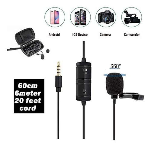 Aiknow Microfone De Lapela De 19 Pés Para Android Smartphone