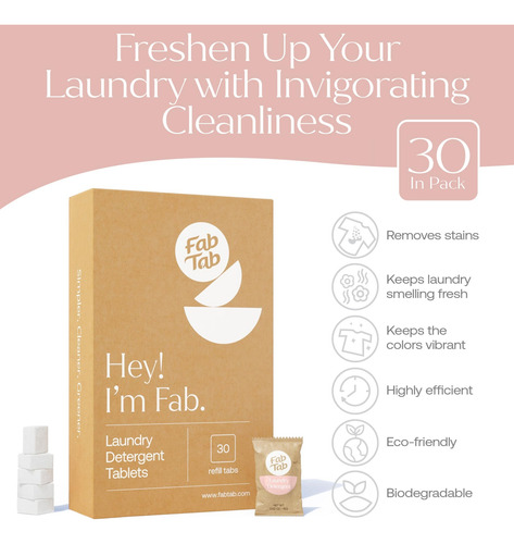 Comprimidos De Detergente Para A Roupa Fab Tab Plastic-free