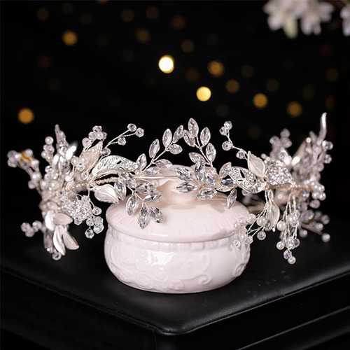 Diadema Nupcial De Cristal Con Flores De Boda Para Mujer