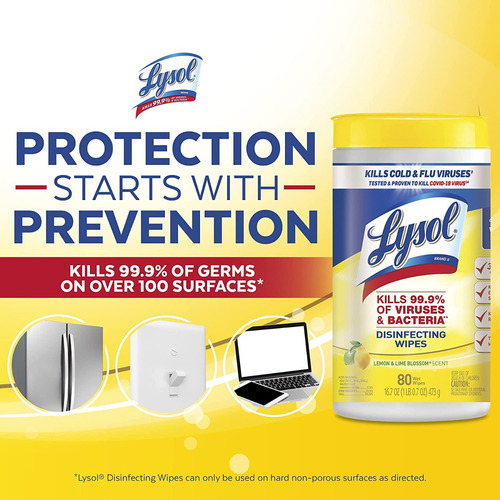 4 X Lysol 80 Toallitas Húmedas Desinfectantes Citrus