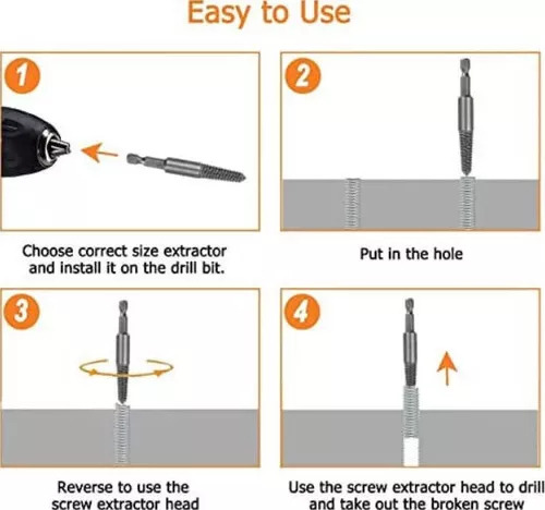 Juego De Extractores De Tornillos Y Pernos, 6 Piezas