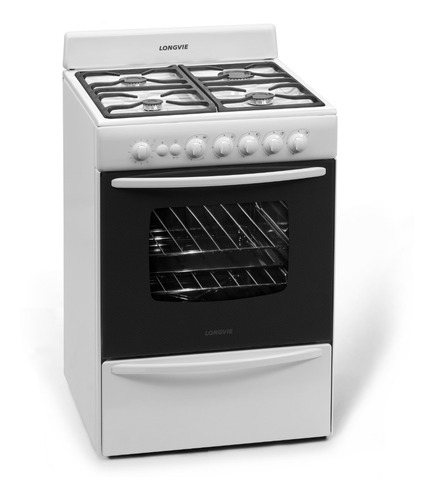 Imagen 1 de 3 de Cocina A Gas Longvie 13601bf 60cm Blanca Cajón Parrilla