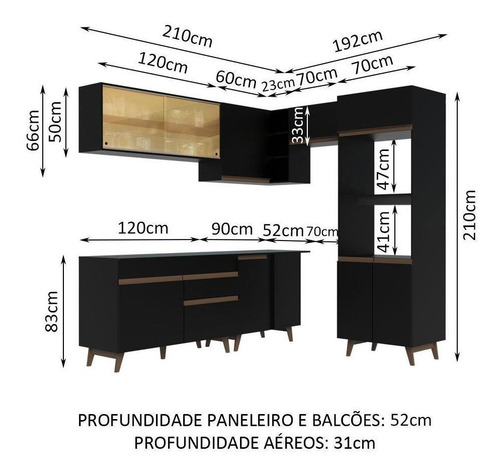 Cocina Integral Completa Modular Esquinero Madesa Reims 402cm Color Negro 02