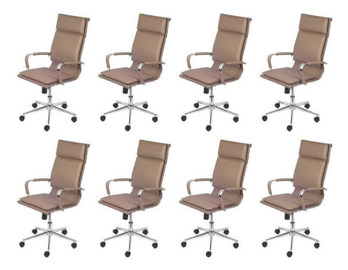 Kit 8 Cadeiras Escritorio Presidente Design Italiano Com Wt