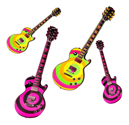 Painel Guitarra Festa Flash Back Festa Neon - 4 Unid