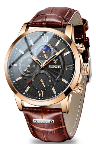 Reloj Hombre Acero Cuero Resistente Agua Moda Man Watches