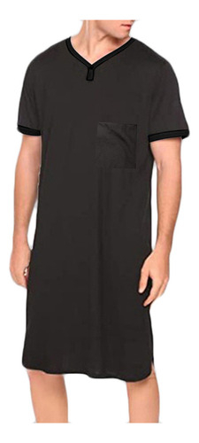 Camisón De Manga Corta Para Hombre, Vestido Largo Con Cuello