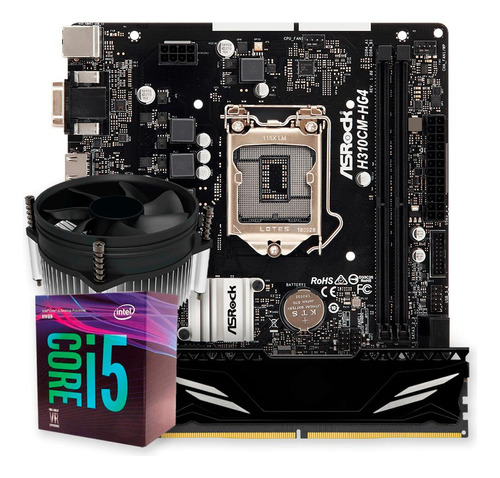 Kit Upgrade Gamer Intel I5-8400 + Cooler + H310 + 8gb Ddr4 Cor Preto
