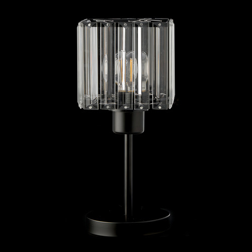 Lámpara De Mesa Metal Con Cristal Foco 7w Decolamp 2184 Color De La Estructura Negro Color De La Pantalla Agua