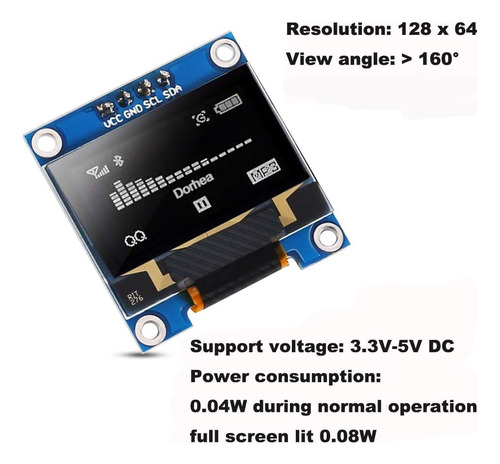 Dorhea 6pcs 0.96 Módulo Oled Módulo X64 Pixel Lcd Whit