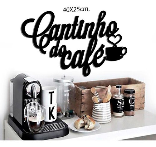 Imagem 2 de 6 de Kit Painel Decorativo Cantinho Do Café E Churrasco Mdf Preto