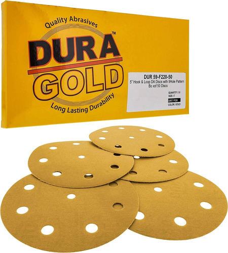 Dura-gold Discos De Lijado Dorados De 5 Pulgadas, Grano 220