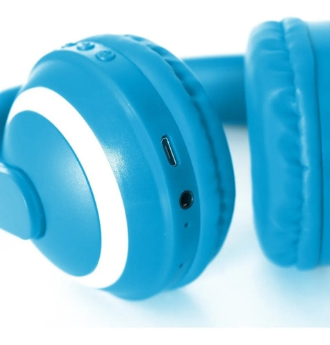 Headphone Orelha De Gato Com Led Bluetooth 5.0 Ear Cat Azul
