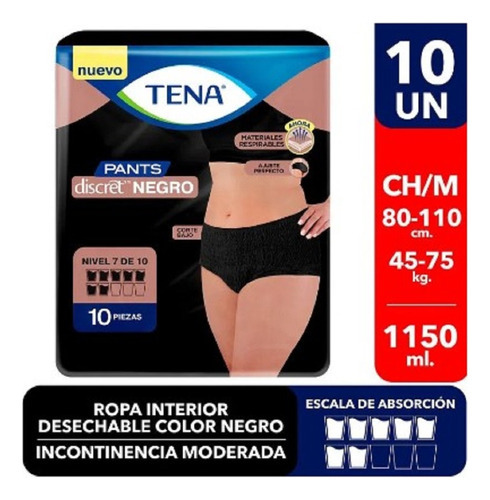 Pañales para adultos Tena Pañal Pants Discret Negro CH/M x 10 u