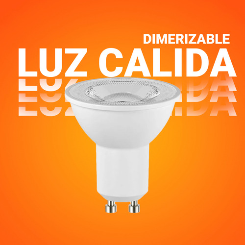 Lampara 7w Dimerizable Luz Led Dicroica Apto Gu10 120° 220v Luz Blanca cálida