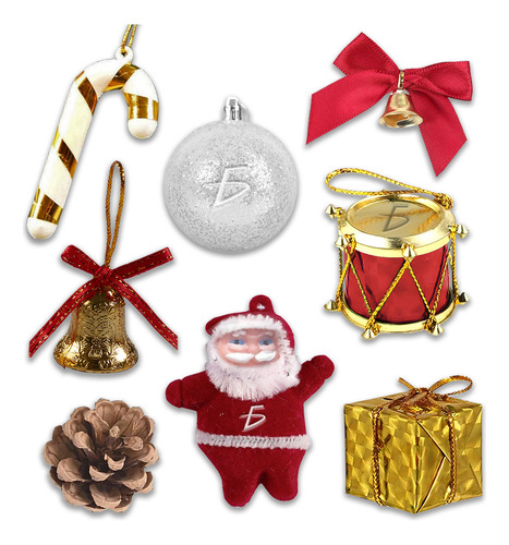 Set 7 Adornos Arbol Navideño Colgantes Esferas Santa Claus