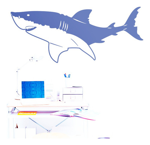 Vinilo Pared Adhesivo Decorativo Gran Tiburón 132x56cms