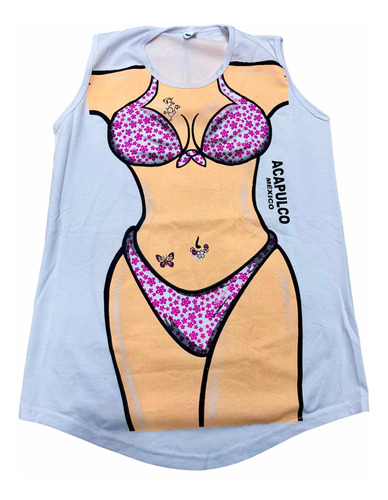 Camiseta Estampada Para Dama Bikini Playa Verano Acapulco