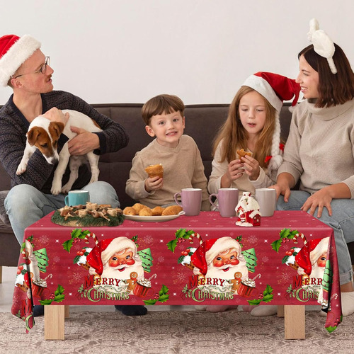 Mantel Navideno De Plastico, 3 Piezas, Arbol De Papa Noel...