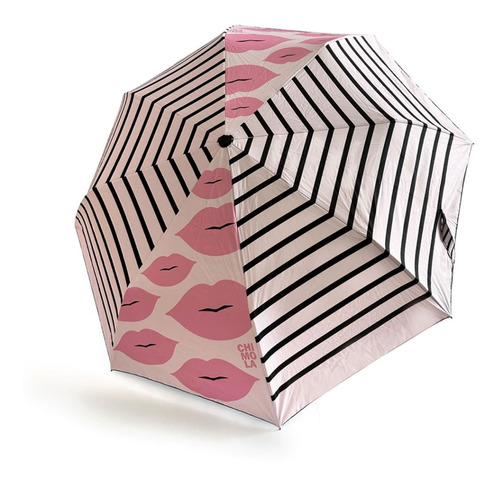 Paraguas Pink And Black Kiss Marca Chimola Reforzado 