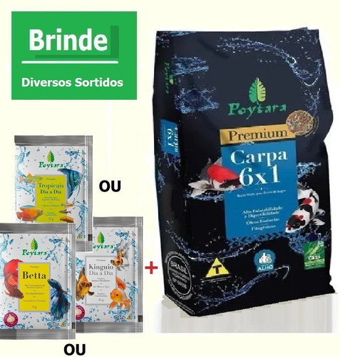 Imagem 1 de 7 de Ração Para Carpas Poytara Mix Premium 6x1 Lago Peixe - 6 Kg