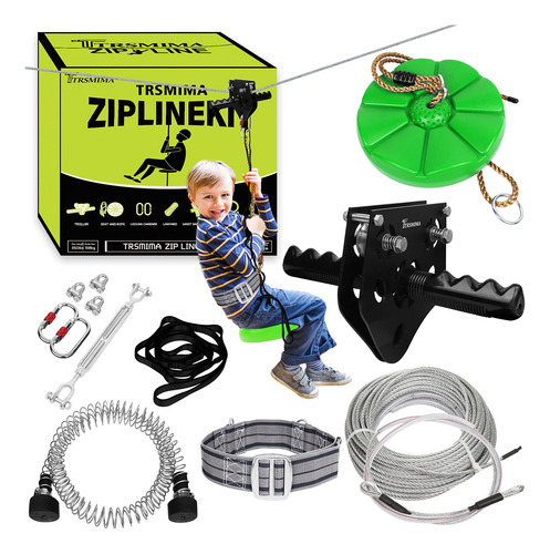 Kit De Tirolesa De 100ft / 120ft / 150ft Para Niños Y