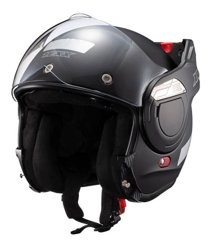 Imagem 2 de 8 de Capacete Moto Texx Stratos Preto Fosco Articulado Abre 180º