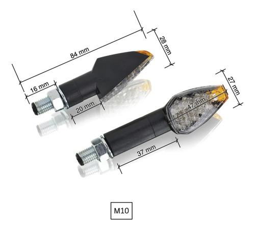 Luces Cruce Moto Mod Peak / Corto / Negro / Leds
