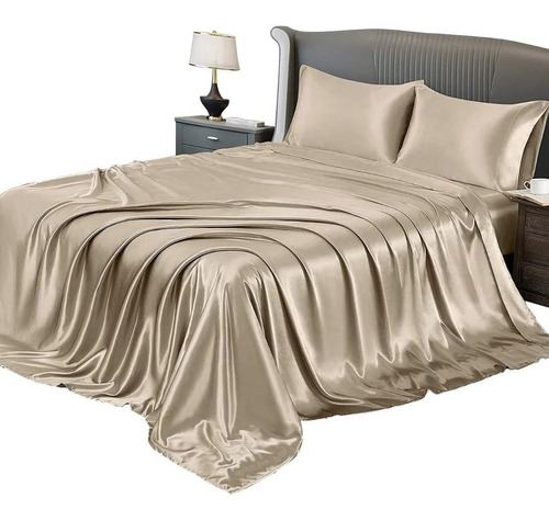 Conjunto De Cama Doble Matrimonial 1800 En Satén 4 Piezas