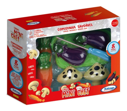 Brinquedo Mini Chef Comidinha Saudavel 8 Peças Xalingo