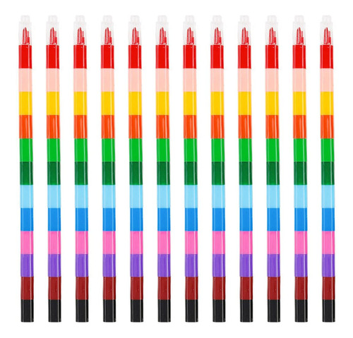 Juego De Crayones, 12 Piezas De Crayones Apilables De Arcori
