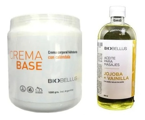 Crema Base 1kg + Aceite Jojoba Y Vainilla 500ml - Biobellus