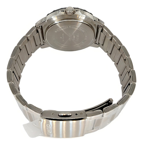 Reloj Casio Standard MTD-125D-9avdf para hombre, correa plateada, bisel verde, fondo verde