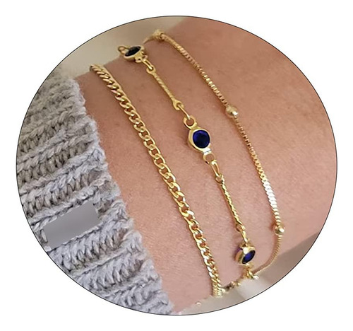 Pulseras De Oro De 14 Quilates Con Corazón Y Cadena Para Muj