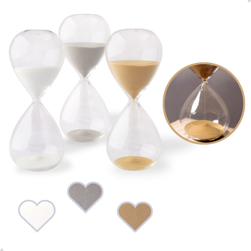 Ampulheta Decorativa De Vidro Liso Areia Colorida 5 Minutos