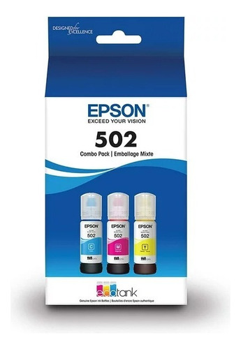 Epson T502 Color Ecotank Combo Pack Botella Auto-stop Tinta