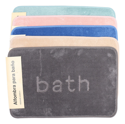 Alfombra De Baño Con Base Antideslizante Suave 40 X 60 Cm Gris Bath