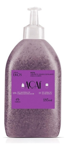 Sabonete líquido esfoliante corporal Açaí Ekos 185mL Natura