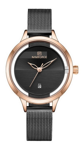 Relógio De Pulso De Quartzo Feminino Naviforce 5014, Cinto D