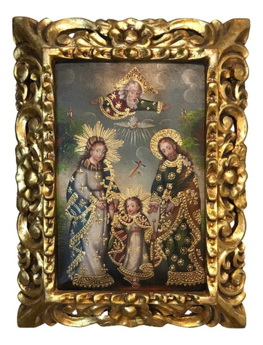 Quadro Pintura Óleo Sobre Tela - Sagrada Família 30x40 Cm