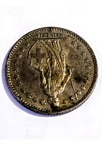 Moeda Helvetia 1fr. 1982 Reverso Invertido (Usado)