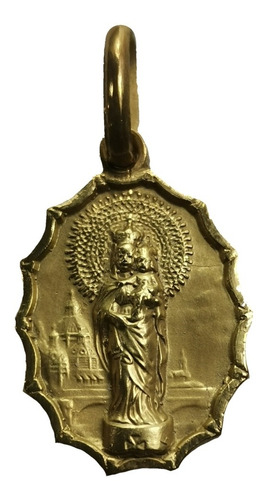 Medalla Oro 18k Virgen Del Pilar #145 Bautizo Comunión 