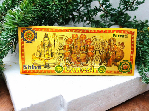 Billete Dorado Dios Shiva /ganesh /parvati Protection Suerte